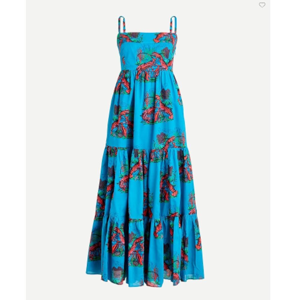 J.Crew Tiered Maxi Dress in a lobster print. --Size 2